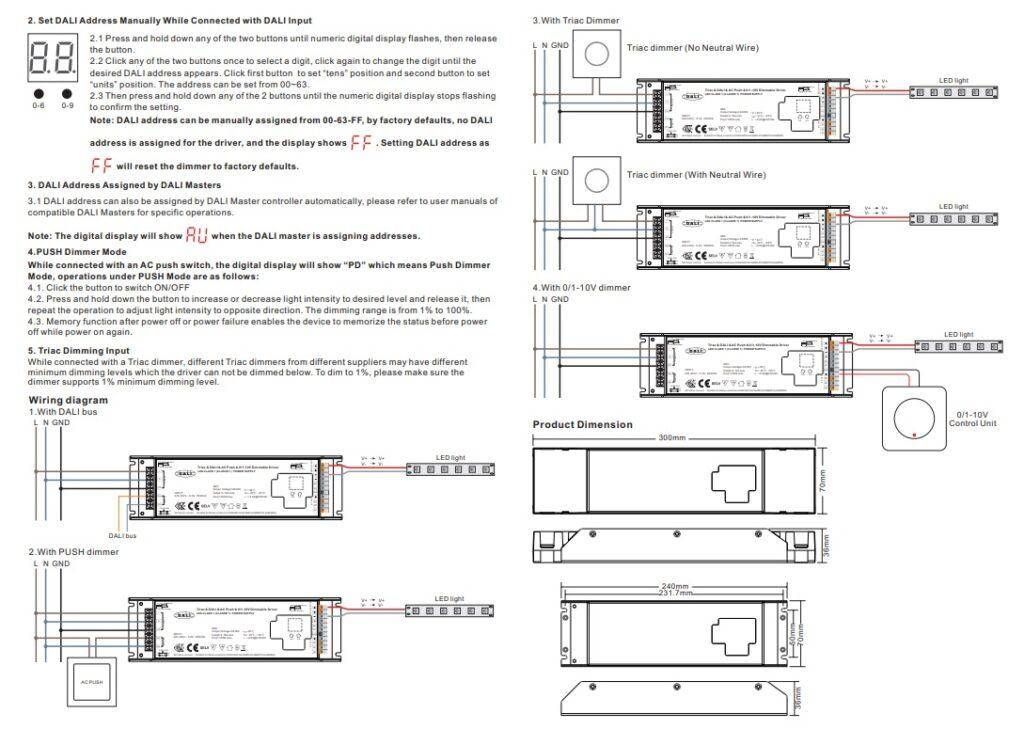 V Led Driver W Dali Pushdim Triac V Dim Masterlight