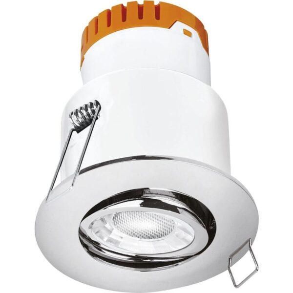 *Enlite E8™ 8W Adjustable Dimmable Fire Rated LED Downlight 4000K 640lm 60° polished chrome