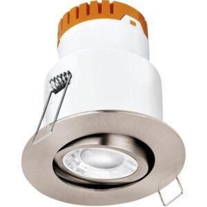 *Enlite E8™ 8W Adjustable Dimmable Fire Rated LED Downlight 3000K 610lm 60° satin nickel