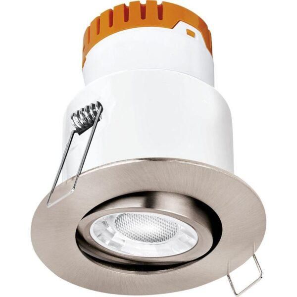 *Enlite E8™ 8W Adjustable Dimmable Fire Rated LED Downlight 3000K 610lm 60° satin nickel