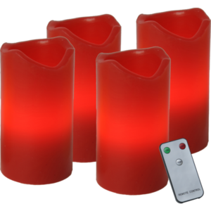 Patareitoitel LED vahaküünlad 4tk 10cm ADVENT puldiga, punased