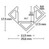 17,5x17,5mm LED corner profile CORNER11 alu. powder-coated white RAL 9010, 200cm - Image 4