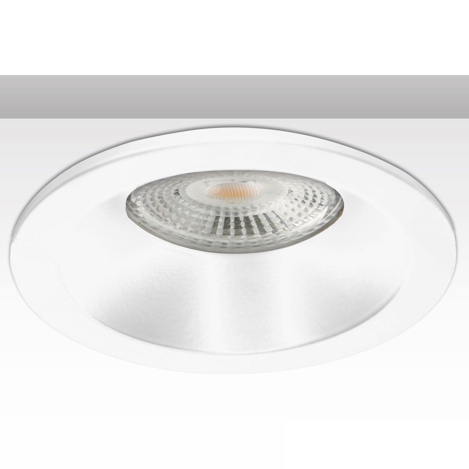 IP54 Installation frame round with glass lens, hole cutout 72mm, white, for GU10/MR16 spots