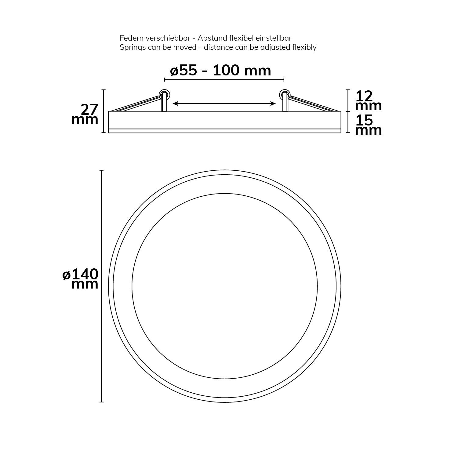 LED surface mount/recessed light Slim Flex, 6W, black, ColorSwitch 3000K|3500K|4000K - Image 2