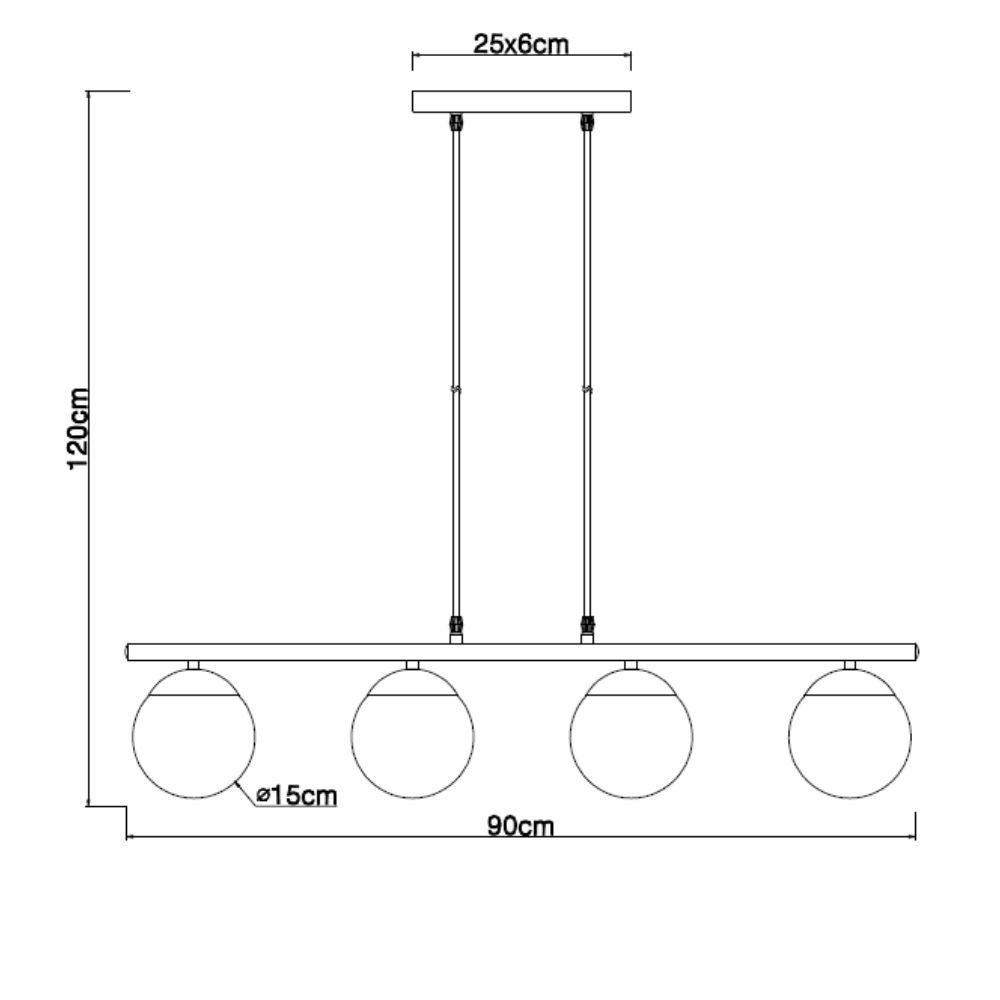 Pendant lamp SEDONA 90CM 4xE27 Black/Smoky - Image 2