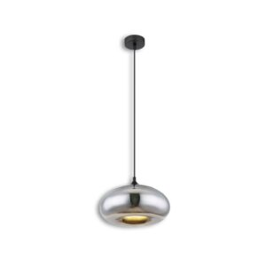 Pendant lamp CREATIVE 10. E27 Ø30cm metal black, oval, glass chrome