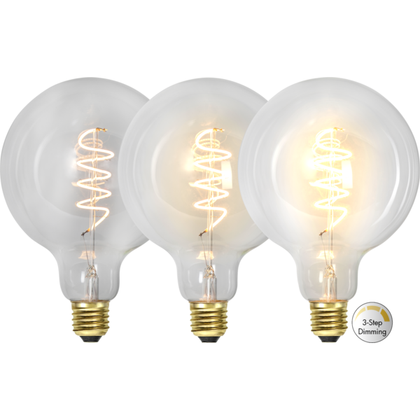 LED bulb E27 4W 68/135/270lm 2100K GLOBE SPIRAL 3-STEP DIM