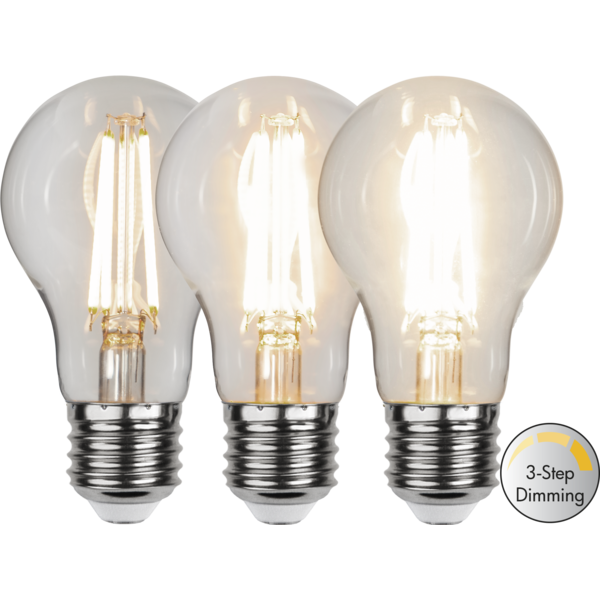 LED bulb E27 6.5W 3000K 80/400/800lm 3-StepDim