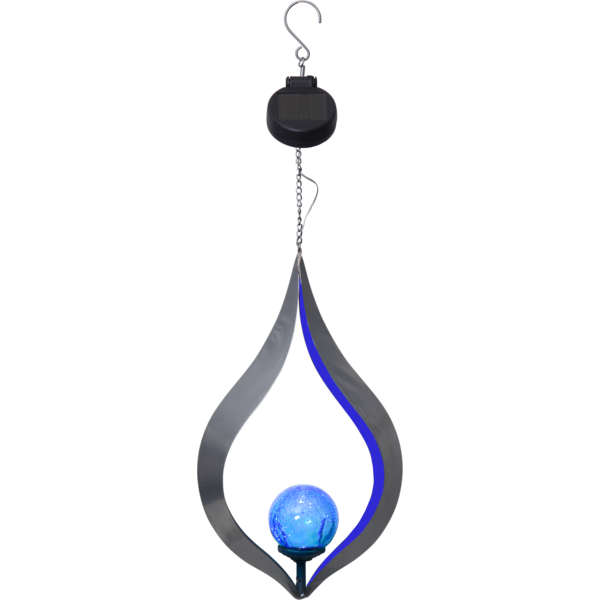 Solar pendant LED light LIFE 18x32cm silver/blue