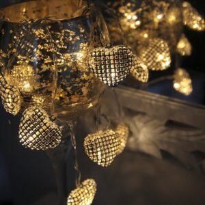 Battery powered light chain 1.4m 10LED HEARTS