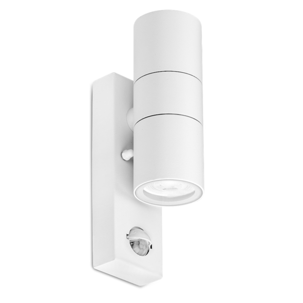 WALLEpir™ 2xGU10 IP44 fixed up&down wall light dimmable, white