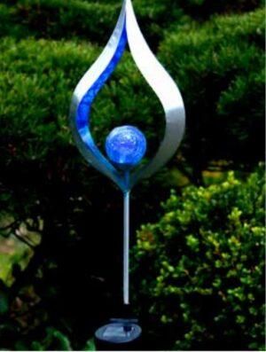 Solar garden LED light LIFE 18x85cm silver/blue
