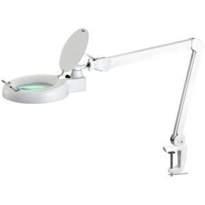 Desk Lamp MAGLIGHT with magnifier 9W desk edge fitting, white