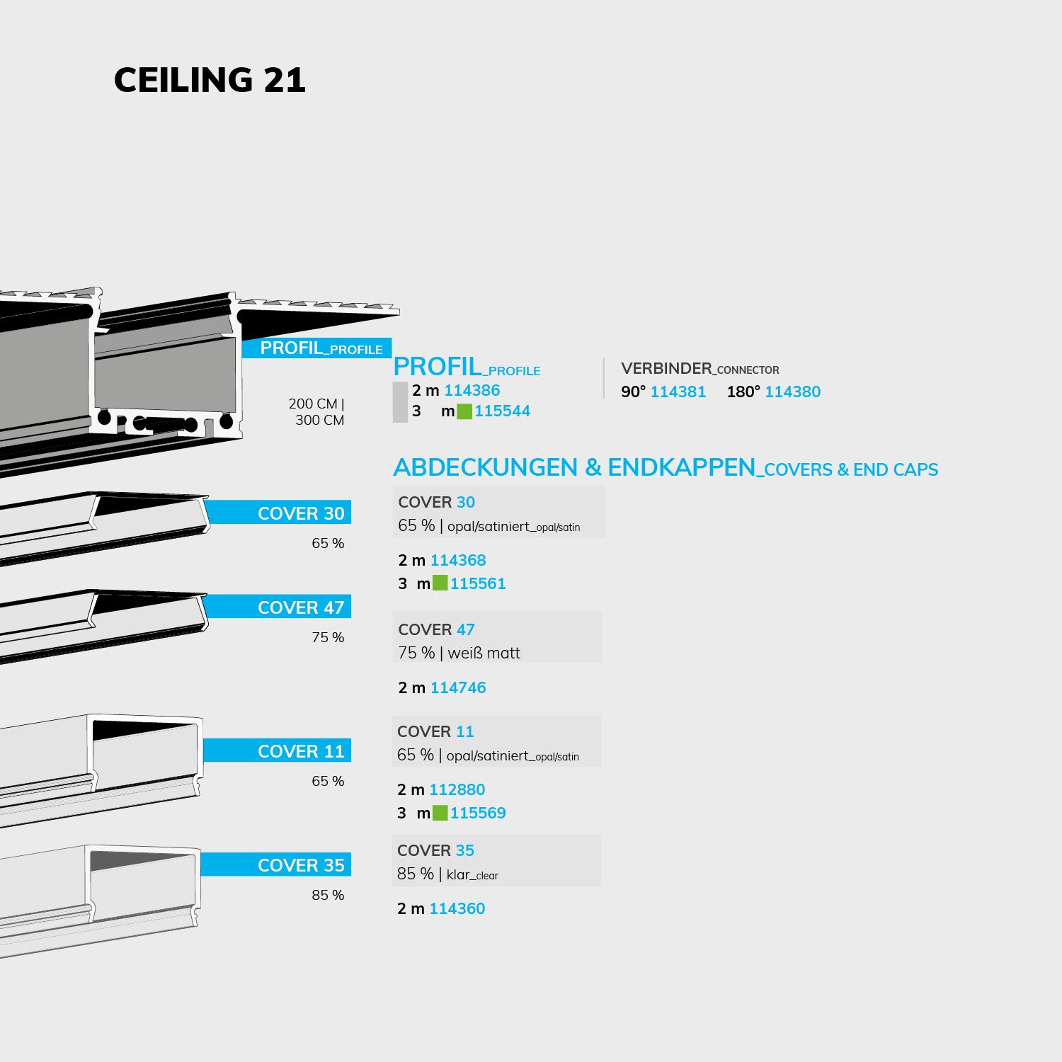 LED drywall profile 21 CEILING, 200cm - Image 2