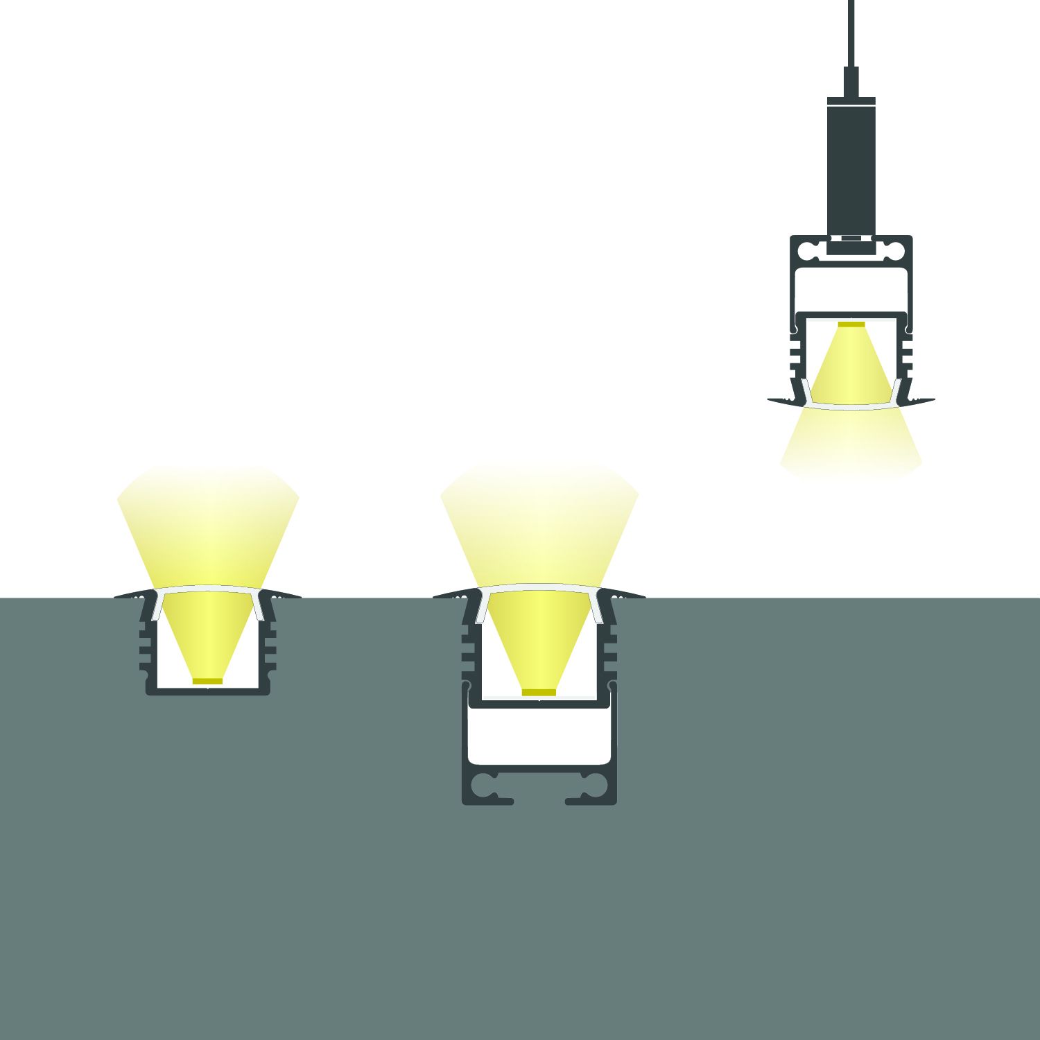12x17mm LED profile recessed DIVE12 aluminium black, 200cm - Image 4