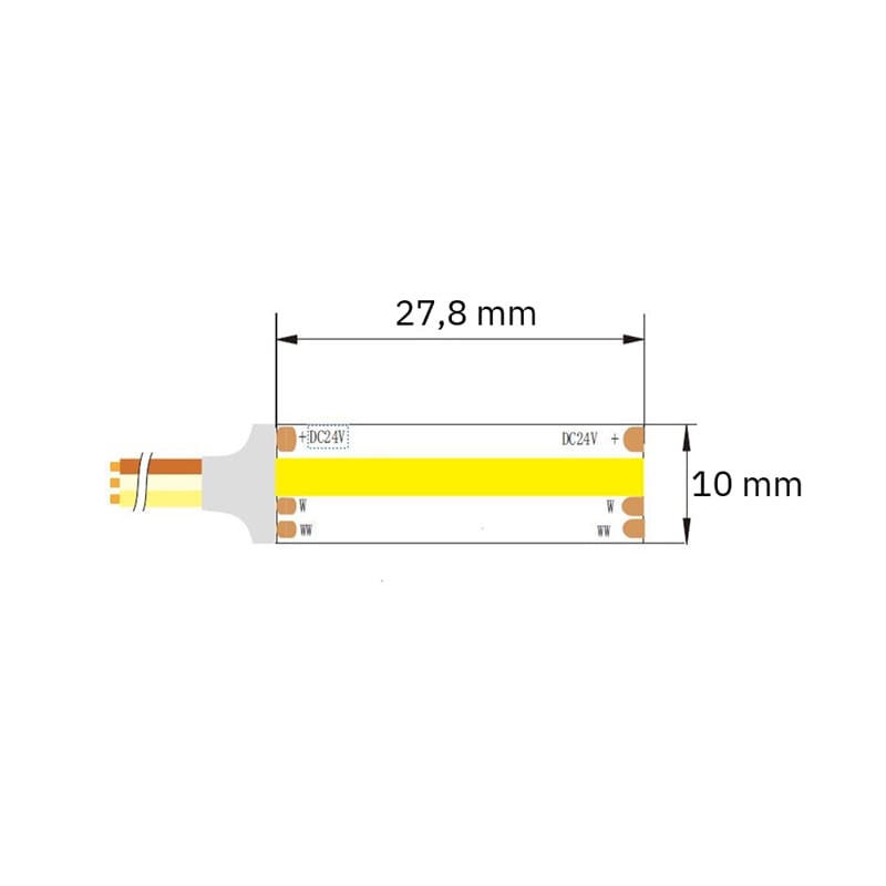 10mm TW COB LED strip 24V 15W/m 1525lm/m TW 2200K-6000K - Image 4
