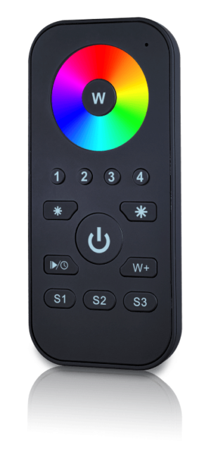 RGB+W Programmable RGBW Remote Control Pro 4 Zone, 3 fixed scenes, black