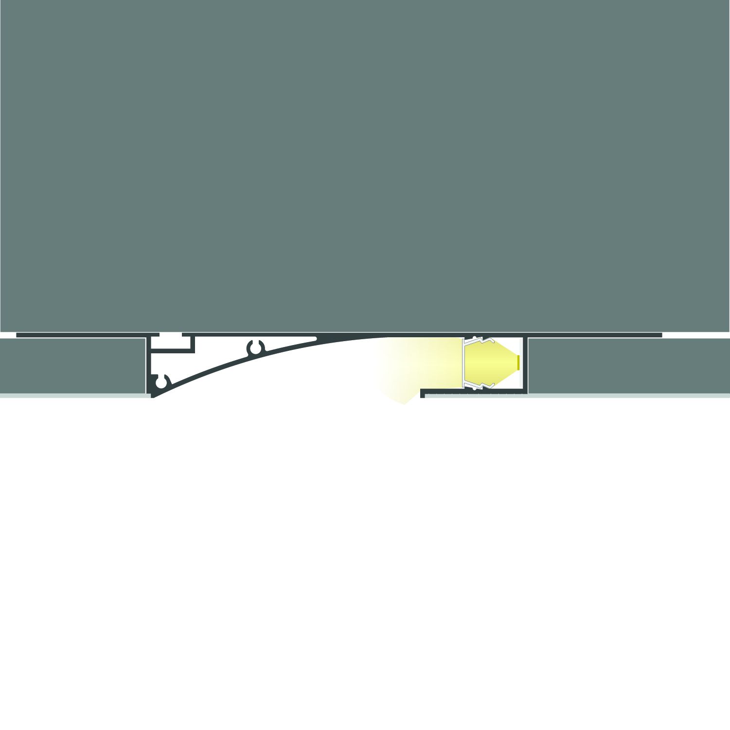LED drywall light profile Single Curve, black anodised 200cm - Image 4