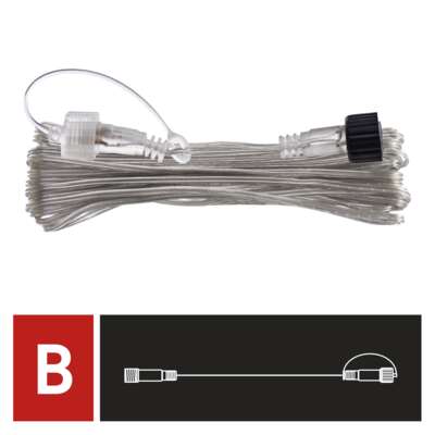 Extension cable for interconnecting chains, Standard transparent, 10 m, outdoor and indoor