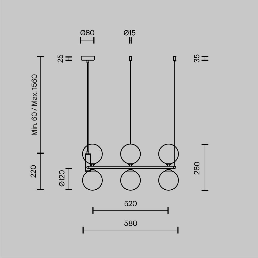 Pendant lamp Ring 58cm 6xG9 White - Image 8