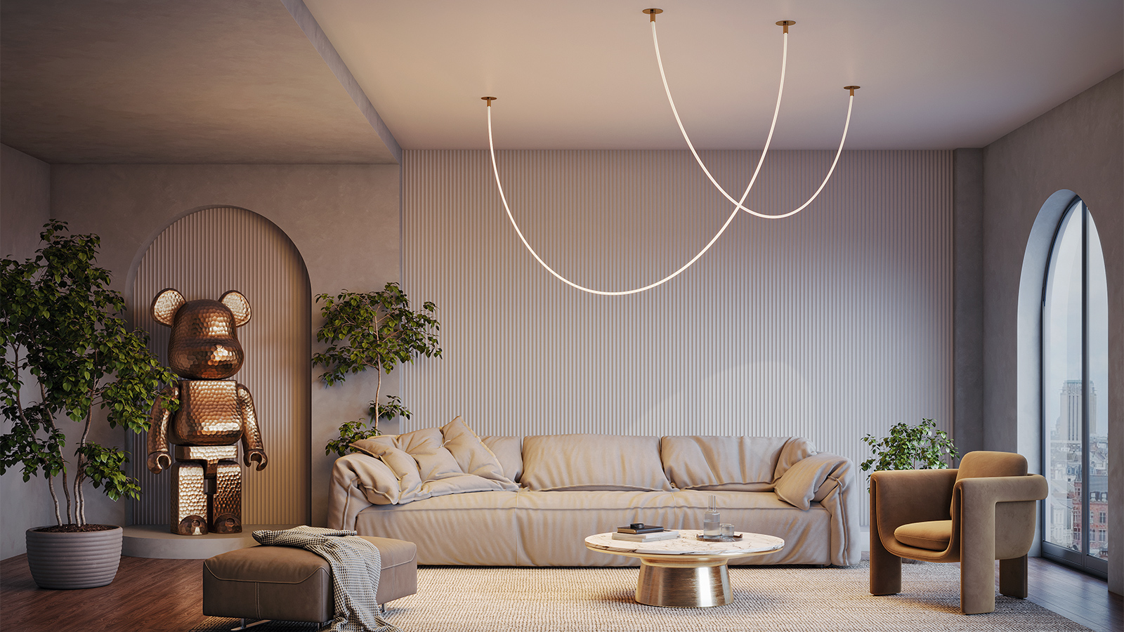 Pendant lamp Tau 3000K 4m 40W 2200lm gold - Image 8