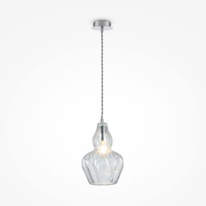 Pendant lamp Eustoma 1xE14 transparent/Chrome grey texile cable