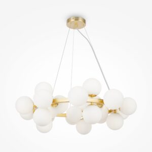 Pendant lamp Dallas 69cm, 25xG9 gold/opal white