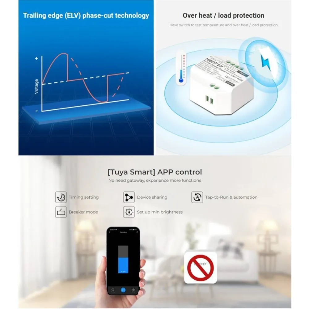 AC LED dimmer Triac (WiFi + 2.4G + Push) Tuya SMART 100-240V MiBoxer - Image 4