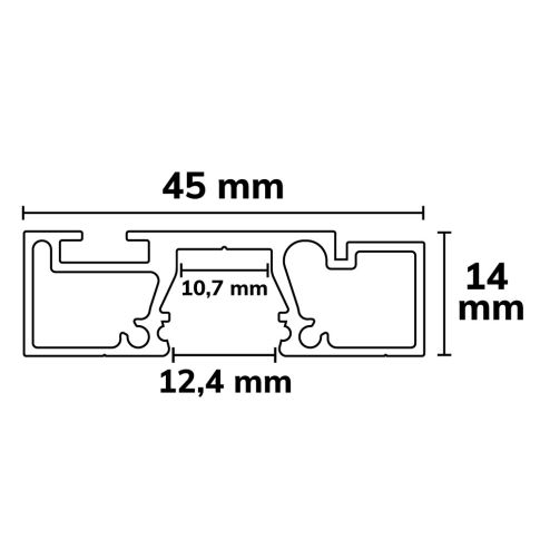45x14mm profile CURTAIN Single, black RAL9005, 200cm - Image 10