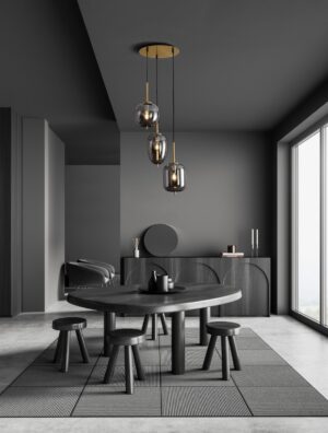 Design pendant LATO 3XE27 gold/black/smoky
