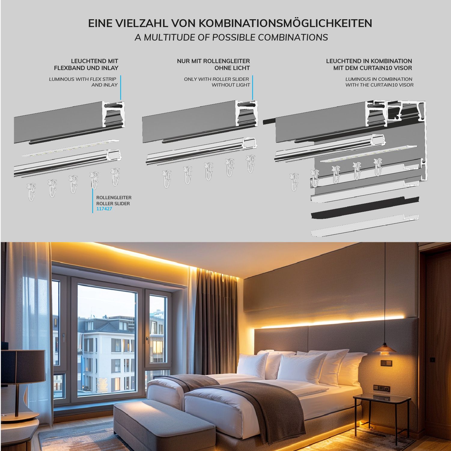 45x14mm profile CURTAIN Single, black RAL9005, 200cm - Image 6