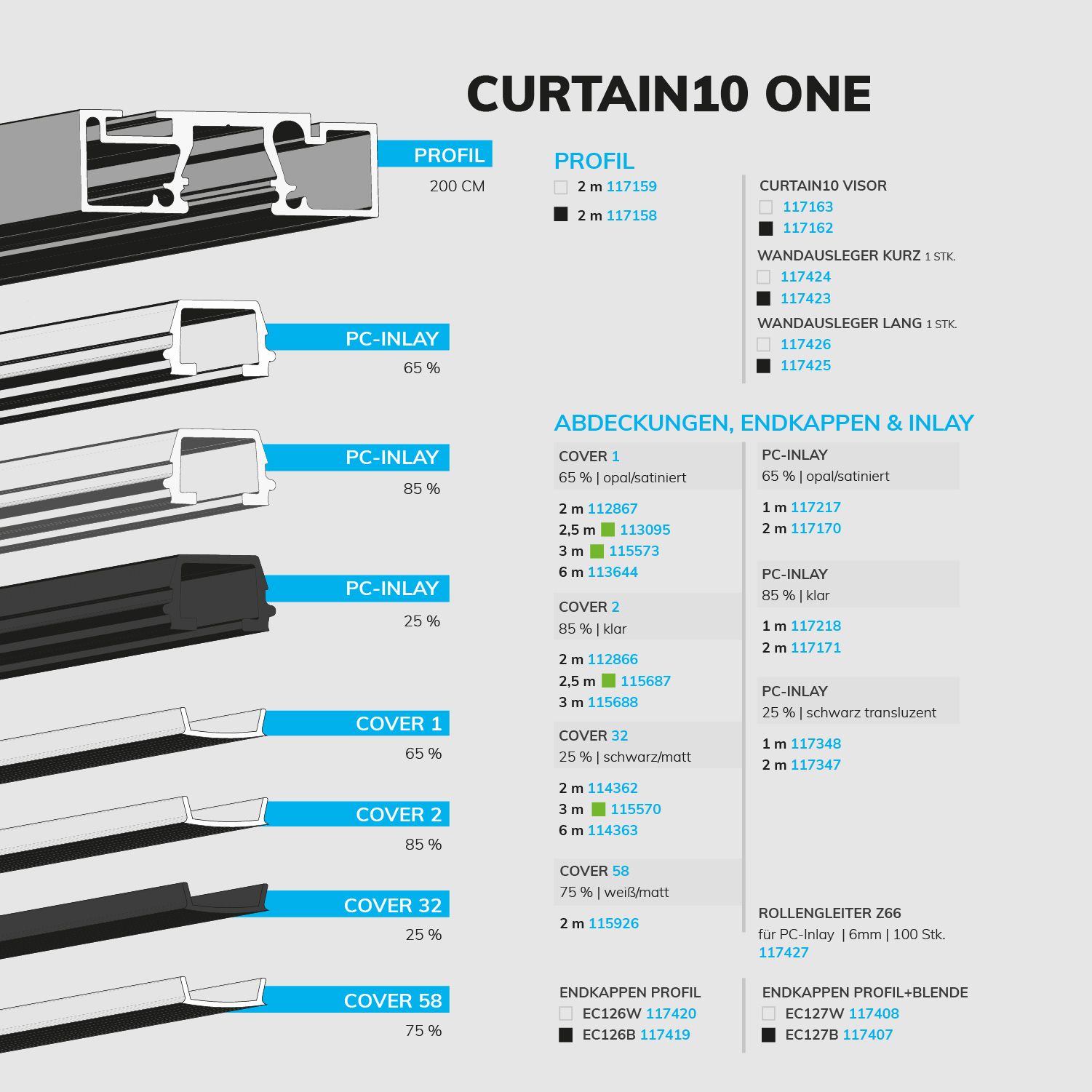 45x14mm profile CURTAIN Single, black RAL9005, 200cm - Image 7