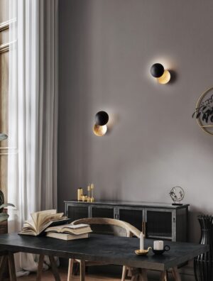 Wall lamp SOLEI  Ø20cm 6W 3000K 420lm gold leaf / matte black