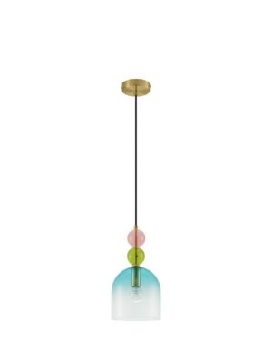 Design pendant MURANO 1xE14 Gold+Green,Blue,Pink Glass