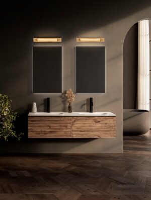 FASKO 60cm IP44 LED 12W 3000K 908lm gold bathroom/mirror wall lamp