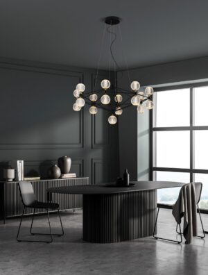 BELINDA Design pendant lamp 105cm LED black/gold/crystal