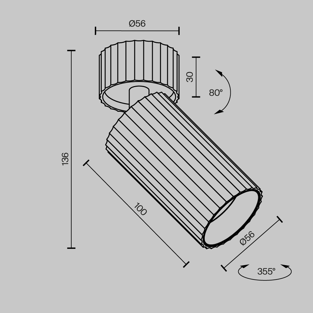 Ceiling lamp CALIPSO GU10 adjustable, Brass ribbed - Image 2