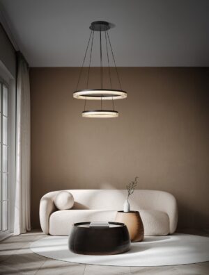 Chandelier LONELA 60cm/40cm DIM LED 46W 3500lm 3000K Black/Acrylic