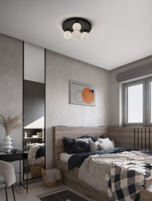 EDEM 4xG9 28cm black with opal white domes, ceiling lamp