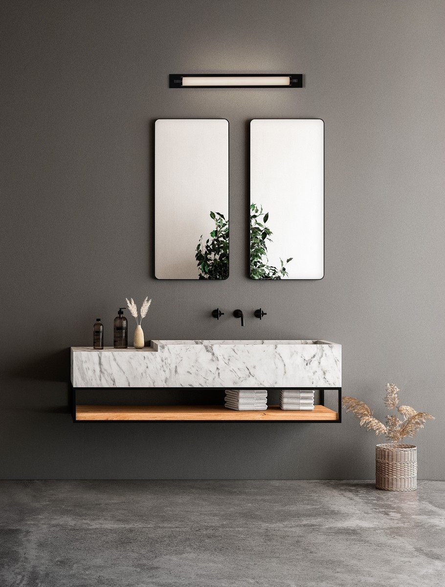 FASKO 80cm IP44 LED 16W 3000K 1019lm black bathroom/mirror wall lamp - Image 6