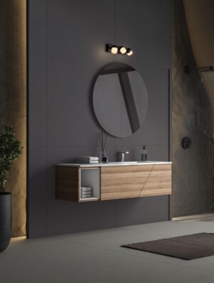 TEKO 39cm IP44 LED 17W 3000K 1385lm black bathroom/mirror wall lamp